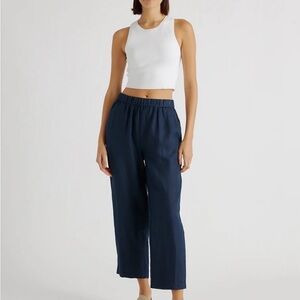 Quince European Linen Set in Navy (L)